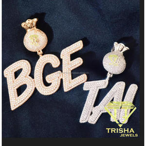Iced Out "BGE" <b>Initial</b> <b>Necklace</b> Moissanite Diamond Custom Letter Pendant Hip Hop Bling Chain Luxury Jewelry Gift - Product Image 4