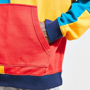 Sweat à capuche oversize color block pour homme en molleton de coton, style streetwear, personnalisable OEM ODM, vente en gros - Product Image 3