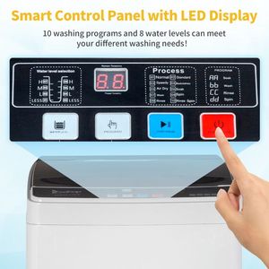 Portable Compact Top-Load Washer Full Automatic with 10 Programs and 8 Water Level Selection Spin Drain Pump Included - Product Image 4