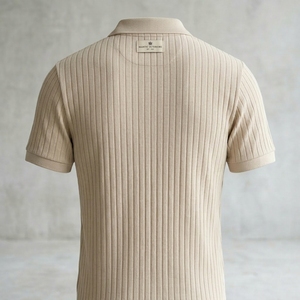 เสื้อถักแขนสั้นผู้ชายแฟชั่นดีไซน์ใหม่ขายดี ระบายอากาศได้ดี ผลิตจากผ้าฝ้าย/โพลีเอสเตอร์ 100% แห้งเร็ว - Product Image 6