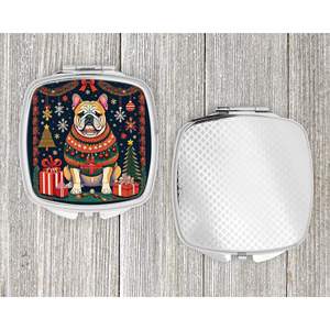 Espejo de maquillaje de mano plegable compacto Bulldog inglés espejo de viaje decorativo de Navidad regalo para mujeres y niñas - Product Image 4