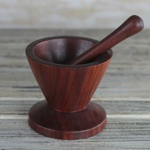 Solid Wooden Mortar And Pestle Set For Kitchen Counter Spice Processing And Traditional Culinary <b>Grinding</b> - Product Image 1