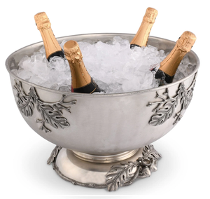 Copa de Champán Plateada de Lujo con Detalles de Hoja de Roble y Bola de Roble, Enfriador de Vino y Hielo Grande Premium para Buffet de Bodas y Bar - Product Image 2