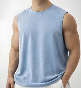 Débardeur de sport sans manches en molleton bouclette pour homme, coupe oversize et carrée, bords bruts, style streetwear et fitness, marque privée OEM, fournisseur - Product Image 6