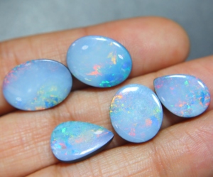 โอปอลออสเตรเลียธรรมชาติแบบหลายสี รูปทรงคาโบชอง แบบคู่ สำหรับทำเครื่องประดับ - Product Image 2