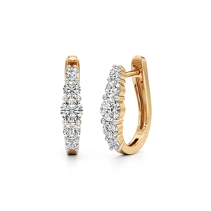 Luxury 18K <b>Solid</b> Gold <b>Hoop</b> <b>Earrings</b> With Round Brilliant Cut Diamond Women's Everyday Wear Jewelry - Product Image 1