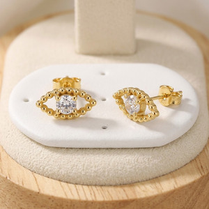 Fashion Eye Style Eye-catching Gold-Plated Crystal Eye-Shaped <b>Fine</b> <b>Stud</b> <b>Earrings</b> - Product Image 2