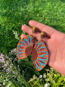 Style autochtone usiné à la main sculpture boucles d'oreilles en cuir femmes mignon à la mode larme boucle d'oreille usiné cuir bijoux de mode - Product Image 6