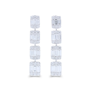 3.98 CARAT Graduated Diamond Drop Earrings 18K Gold Plated Luxury Modern Geometric Design for Engagement & Anniversary - Product Image 2