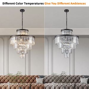 Lampadario di Lusso Elegante in Cristallo da 24 Pollici con 15 Luci e 5 Livelli, Finitura Nera - W1340P188535/L5002 600 B Lampada a Sospensione - Product Image 6