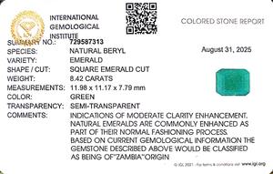 Esmeralda Octogonal Verde de 8.42 Quilates de Zambia, Grado Ratti 9.25 - Product Image 6