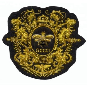 Handmade Embroidered Custom Made Bullion Wire Royal Crown Patches 3D Embroidery Golden &<b>Silver</b> Fashion Badges For Uniform - Product Image 3