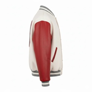 Customized Fashion School Street Style Baseball <b>Jacket</b> Casual Patchwork Windproof Stand Collar <b>Leather</b> Sleeve Varsity <b>Jacket</b> - Product Image 3