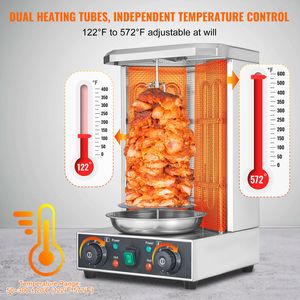 Griglia Elettrica Verticale con Capacità di 13 Libbre, Macchina per Grigliare con 2 Bruciatori, 122-572°F, per Pollo, Shawarma e Arrosto - Product Image 3