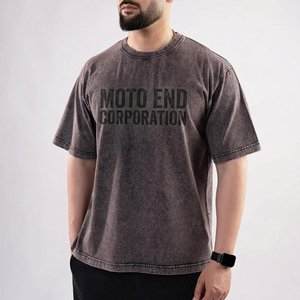 T-shirt à manches courtes pour homme Moto End Corporation, col rond, coupe classique, jersey de coton, imprimé lettres, style décontracté - Product Image 5