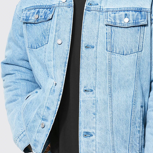 Best Design Warm <b>Quilted</b> Denim Bomber <b>Jacket</b> with Stand Collar Patchwork <b>Pattern</b> Hooded in Unique Style - Product Image 5