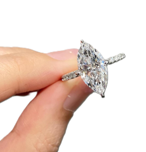 Wholesale Cut Marquise Lab Grown Diamond 14K 18K White Gold 925 Sterling <b>Silver</b> Promise <b>Ring</b> Prong <b>Statement</b> Wedding Jewelry - Product Image 5