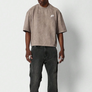T-shirts pour hommes de haute qualité, 240 GSM, poids lourd, 100% coton, coupe courte, épaules tombantes, surdimensionnés, logo personnalisé, tissu tricoté - Product Image 1