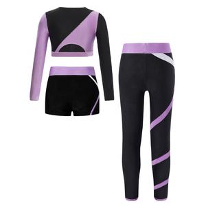 Vente en gros de costumes personnalisés de sport pour l'école de l'équipe d'entraînement des enfants pour filles 6-16 ans ensembles de yoga 3 pièces - Product Image 3