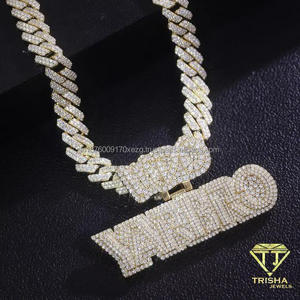 Premium Lab Grown Diamond Custom <b>Name</b> <b>Letter</b> Pendant Gold Tone Sparkling Design Iced Style Luxury Statement Jewelry - Product Image 3