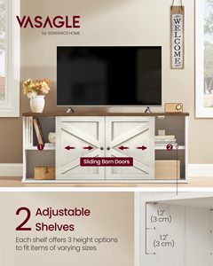Meuble TV style ferme moderne avec portes coulissantes, armoires de rangement spacieuses, panneaux en MDF <span class=keywords><strong>mélaminé</strong></span> durable, multiples designs décoratifs - Product Image 2