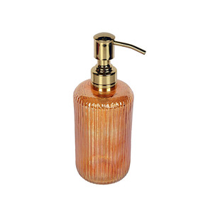 Premium Refillable Glass Soap <b>Dispenser</b> with Gold Pump for Bathroom Vanity - Product Image 1