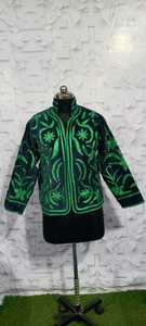 Embroidered Suede Leather Floral Pattern Varsity Bomber <b>Jacket</b> Soft Eco-Friendly Quilted Windproof Breathable - Product Image 2