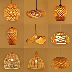 Luminaire suspendu en rotin pour cuisine, abat-jour en bambou, éclairage tissé à la main, décoration en bois, luminaire suspendu moderne pour plafond - Product Image 6