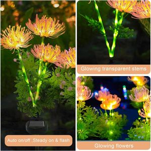 Set di 4 Luci Solari da Giardino per Illuminazione Esterna, Steli Luminosi a Forma di Fiore con Funzione di Accensione/Spegnimento Automatico, Design Floreale Elegante - Product Image 4