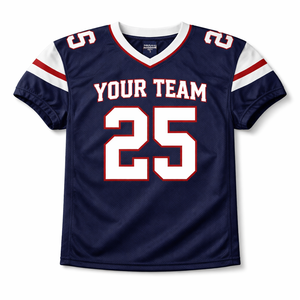 เสื้อฟุตบอลอเมริกันแบบกำหนดเองสำหรับทีมและลีก ผ้าโพลีเอสเตอร์แห้งเร็ว ระบายอากาศได้ดี พิมพ์ลายชื่อและหมายเลขผู้เล่นแบบซับลิเมชั่น - Product Image 1