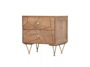 Cómoda de Madera Maciza Tallada a Mano de Diseño Moderno Más Vendida, con 2 Cajones de Almacenamiento para Sala de Estar y Almacén - Product Image 3