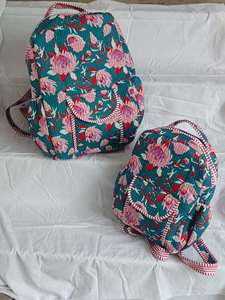 Customized Durable Cotton Women's <b>Backpack</b> Vintage Travel <b>School</b> Bag Zipper Square Indian Fashion Luxury College Set Of Two - Product Image 1