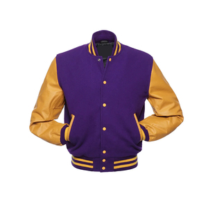 Chaqueta Varsity Azul para Hombre, Producción Harry Johnson 2026, Mangas de Cuero Sintético Gris, Cuerpo de Lana, Cuello Alto, Abrigo de Invierno OEM DM - Product Image 6