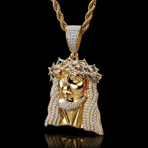 Colgante de Plata de Ley 925 Premium con Rostro de Jesús y Corona de Diamantes, Amuleto Religioso con Diseño Atractivo para Hombre - Product Image 5