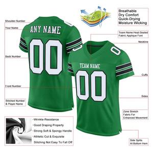 Maillot de football authentique personnalisé en maille verte, blanche et noire, respirant, séchage rapide, extensible dans quatre directions, uniforme d'équipe pour l'entraînement - Product Image 3