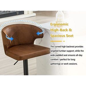 Modern Adjustable Swivel Bar <b>Stool</b> with Suede Backrest Height Adjust Feature for Kitchen <b>Dining</b> Room and Bar - Product Image 4