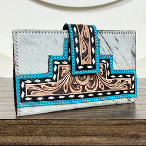 Nuevo diseñador 2025, billetera larga plegable de cuero de vaca con pelo hecho a mano para mujer, nueva billetera para tarjetas, embragues de entrega rápida - Product Image 4