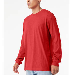 Wholesale 100% Cotton Knitted Oversized Neck <b>Men's</b> T-<b>Shirts</b> Long Sleeve Regular Fit Custom <b>Silk</b> Screen Printed Breathable - Product Image 2