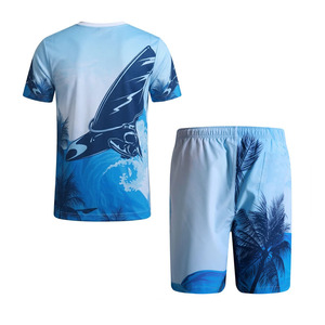 Conjunto de camiseta y pantalones cortos de camuflaje para hombre Ekin Impex, cuello redondo, secado rápido, poliéster y spandex, ropa informal de verano, conjunto de 2 piezas. - Product Image 2