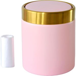Mini Metal Swing Top Trash Can Lid for Desk Car Office or Kitchen <b>Small</b> Countertop Waste Bin - Product Image 1