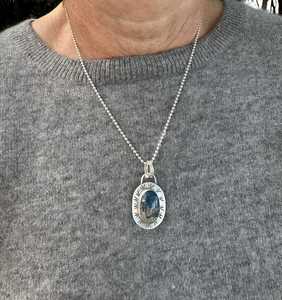 Collier ras du cou vintage en argent sterling 925 plaqué or avec pendentif camée fleur ballerine bleue en pierre naturelle pour homme et femme - Product Image 6