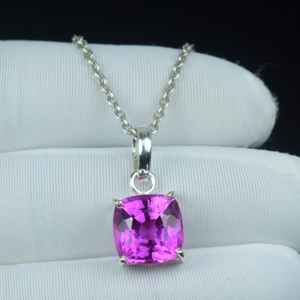 Pendentif Saphir Rose en Argent Sterling 925, Collier Pierre de Naissance de Septembre, Meilleur Cadeau d'Anniversaire, Bijou - Product Image 4