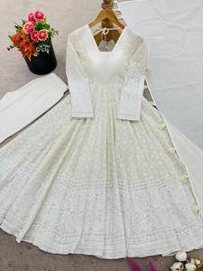 2026 Elegant Look Pure Cotton Kota <b>Fabric</b> White Color Huge Flair Pattern Designer Salwar Kameez Set For Women Or Girls Wear - Product Image 6