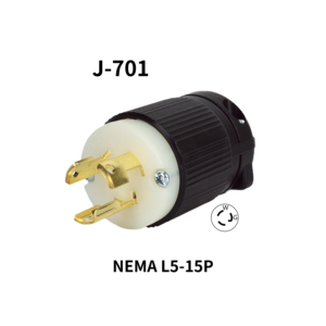 Hubbell Compatible J-701 Industrial Power-Stable NEMA L5-15 15A 125V Locking Plug for Mobile Workstations CUL & REACH for - Product Image 1