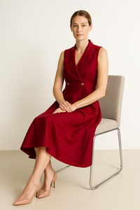 Robe en polyester bordeaux élégante et confortable pour occasions décontractées et semi-formelles, disponible en tailles M, L, XL, XXL - Product Image 3