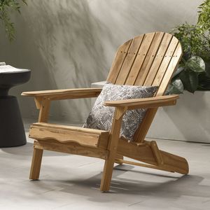 Sedia Adirondack Pieghevole per Uso Esterno in Giardino, Arredo Lounge in Legno per Braciere, Design Pieghevole per Relax nel Patio - Product Image 1