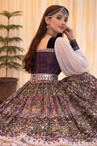 Magnifique robe afghane vintage en mousseline de soie à manches longues, ensemble ethnique avec broderie miroir et broderie fine, offrant un style élégant - Product Image 6