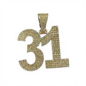 Colgante de HipHop con Moissanita, Colgante de Plata 925 con Incrustaciones de Diamantes, Colgante Personalizado con Número de la Suerte, Nombre, Iniciales, Pasa la Prueba del Diamante - Product Image 4