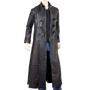 <b>Men</b> Long Leather Trench Coat Wholesale Genuine Leather <b>Winter</b> <b>Overcoat</b> Custom Luxury Fashion OEM ODM Private Label - Product Image 1