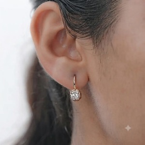 Classy IGI Certified VS Clarity 14K Yellow Gold 0.50ct <b>Cushion</b> Cut Bezel Set Solitaire Lab Created Diamond Huggie Hoop Earrings - Product Image 5